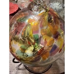 Kitras Art Glass 6” Witch/Spirit Ball. With Stand Tree Of Sisters Garden & Home